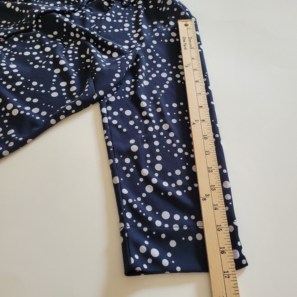 Amanda Smith Midnight Navy Polka Dot Long Sleeve Blouse Sz M - Picture 8 of 9